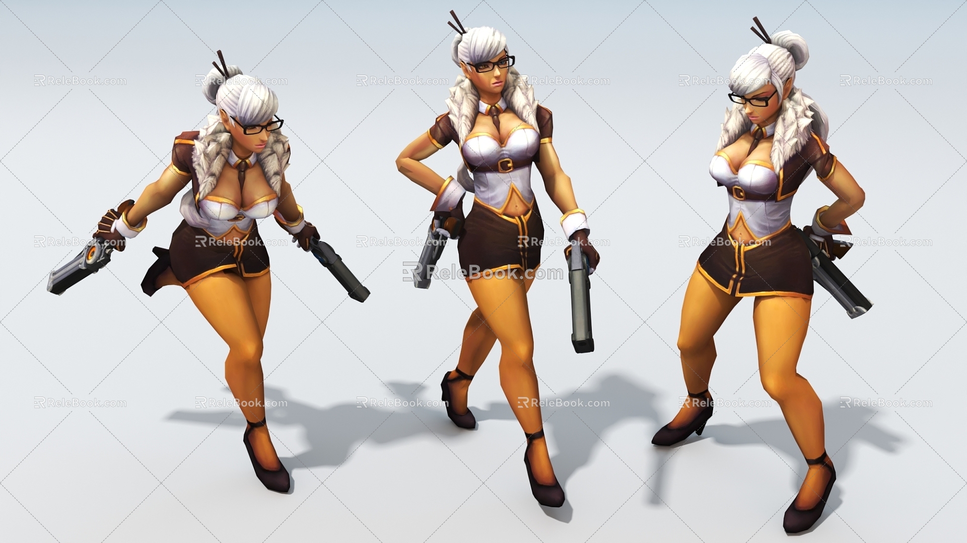 Double Gun Shooter Female Warrior Game Character Virtual Character 3d model