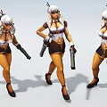 Double Gun Shooter Female Warrior Game Character Virtual Character 3d model