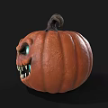 Household Halloween Decorative Pumpkin Lantern With Green Eyes And Sharp Teeth