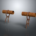 Handcrafted Wooden Tubes With Braided Ropes For Decorative Hanging Elements 3d model