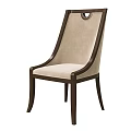 High Back Leisure Accent Chair With Beige Upholstery Dark Wood Frame And Circular Cutout