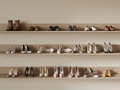 Multilayer Shoe Storage Box With Shelves Organizing Various Footwear Neatly 3d model