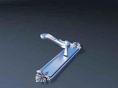 Elegant Silver Door Handle With Decorative Carvings And Modern Design 3d model
