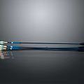 Multiple Blue Arrows With Sharp Metallic Tips On Reflective Surface Modern Weapon Design