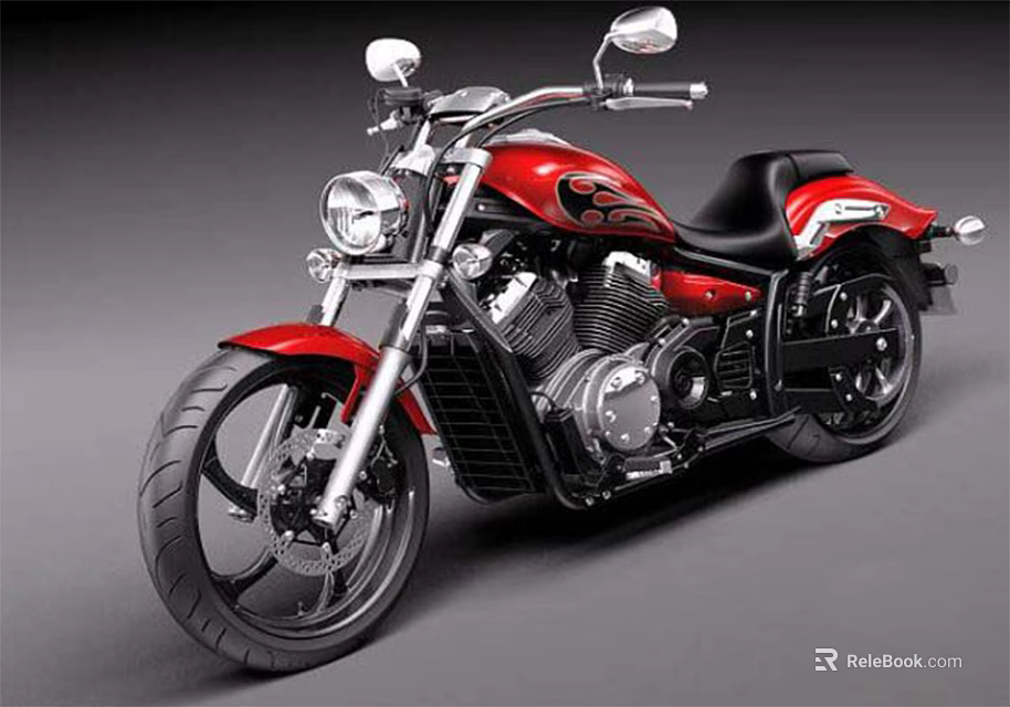 Red Cruiser Motorcycle With Black Seat And Stylish Chrome Accents Design 3d model 