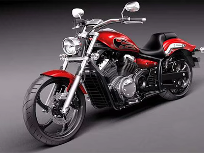 Red Cruiser Motorcycle With Black Seat And Stylish Chrome Accents Design 3d model