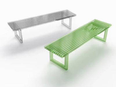 Modern Slatted Transparent Acrylic Outdoor Benches For Patio Garden And Public Leisure Spaces 3d model