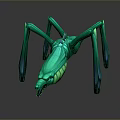 Game And Movie Character Design Featuring Green Spider Like Creature With Long Legs