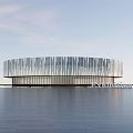 Modern Library Building Circular Exhibition Hall 3d model