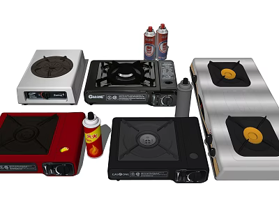 Assorted Kitchen Gas Stoves In Various Colors And Styles For Home Use 3d model