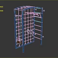 Blue Outdoor Play Equipment With Climbing Net Ladder Rings And Yellow Platform