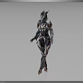Futuristic Biomechanical Character With White Black Orange Armor And Organic Mechanical Features