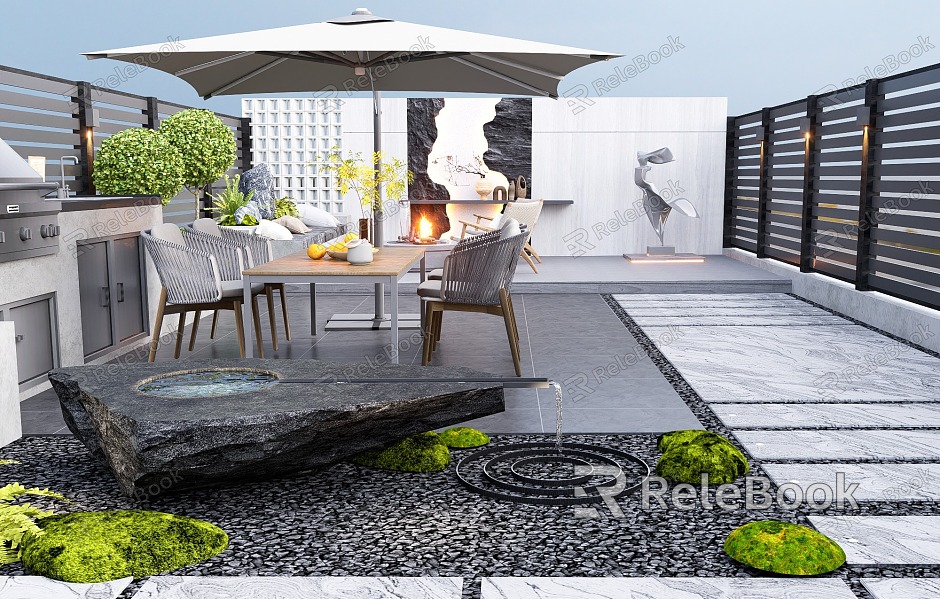 Modern Garden Courtyard Roof Garden Landscape Terrace Roof Garden model