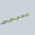 Green Shrubs Naturally Arranged In A Row On Light Background With Shadows 3d model