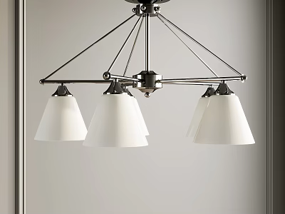 Modern Ceiling Chandelier With Metal Frame And White Shades For Interior Lighting 3d model