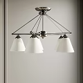 Modern Ceiling Chandelier With Metal Frame And White Shades For Interior Lighting