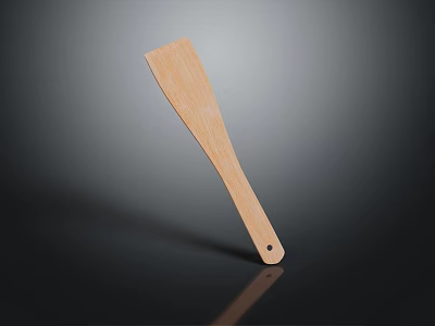 Natural Wooden Spatula Kitchen Tool With Long Handle For Cooking Utensils 3d model