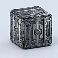 Futuristic Mechanical Box With Intricate Metal Patterns And Blue Accent Lights
