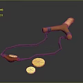 Orange And Black Slingshot With Rubber Band And Yellow Marbles Design