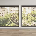 modern floor-to-ceiling windows 3d model