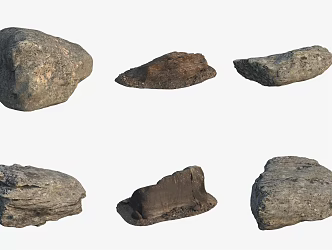 Seaside Big Stone Boulder Rock Moss Stone 3d model