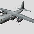 Gray Fighter Jet With Four Propellers Long Wings Wide Fuselage And Tail Emblem
