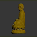 Golden Buddha Sculpture with Sitting Posture on Intricate Lotus Pedestal