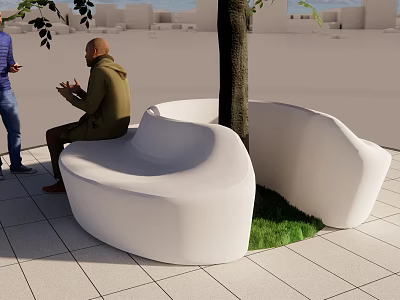 Modern public chair landscape seat 3d model