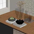 Modern Decorative Ornament Set Featuring Transparent Vase Dried Flowers Shell Ornament Glassware On Wooden Table