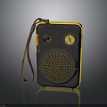 Vintage Yellow And Black Radio With Leather Strap And Circular Design