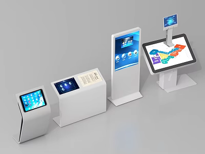 Public Facility Self Service Terminals With Touchscreen Information Display And Navigation Map 3d model