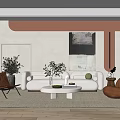 Quiet living room sofa tea table combination 3d model