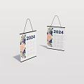 2024 Calendar Hanging Ornament With Floral Pattern And Monthly Dates