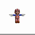 A Man In Red And White Striped Outfit With Blue Star Shirt Arms Outstretched