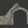 Natural Scenic Landscape Featuring Rock Arch With Green Moss Covered Stone Structure