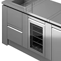 Modern Stainless Steel Kitchen Cabinets With Wooden Countertop Sink And Faucet