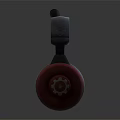 Red And Black Over Ear Headphones With Built in Microphone And Gear Logo Design