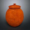Rustic Orange Clay Jar With Lid And Rough Textured Surface 3d model