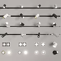 Various Downlights And Spotlights With Track Mounted Recessed Design Black White Finish Adjustable Heads