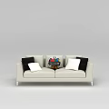 Colorful Pattern Throw Pillows On White Sofa With Black White Accents 3d model