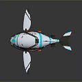 3D Model Of DEV3R Mechanical Fish With Blue Green Accents And Orange Details