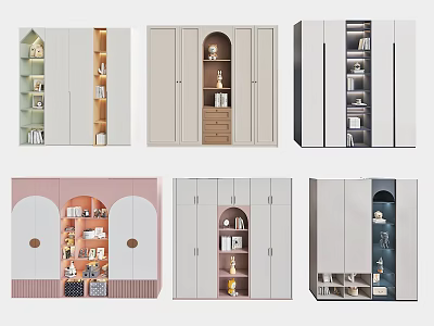 Modern Different Style Wardrobes Design Featuring Open Shelves Drawers Cabinets And Neutral Tones 3d model