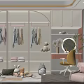 Elegant Modern Wardrobe Interior With Glass Doors Hanging Area And Dressing Table