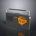 Vintage Portable Radio With Black And Orange Design Handle And Speaker Grille