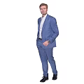 Man In Blue Suit With White Shirt Three Quarter Front Back Views