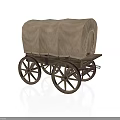 Vintage Covered Wagon With Canvas Top And Wooden Wheels Design