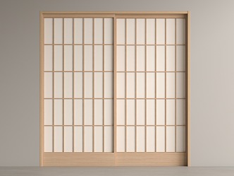 Japanese-style sliding door grille sliding door 3d model