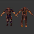 Two Detailed 3D Character Models In Blue Uniform And Black Outfit With Protective Gear