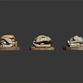 Various Types Of Delicious Sandwiches Arranged On Wooden Trays With Fresh Ingredients