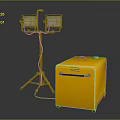 Yellow Portable Tripod Device With Dual Screens And Storage Box